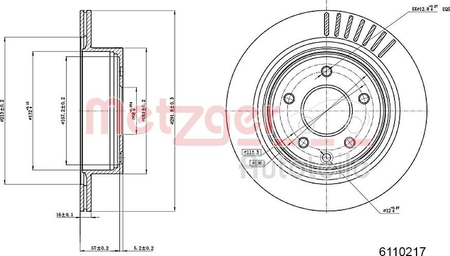 Metzger 6110217 - Тормозной диск autospares.lv