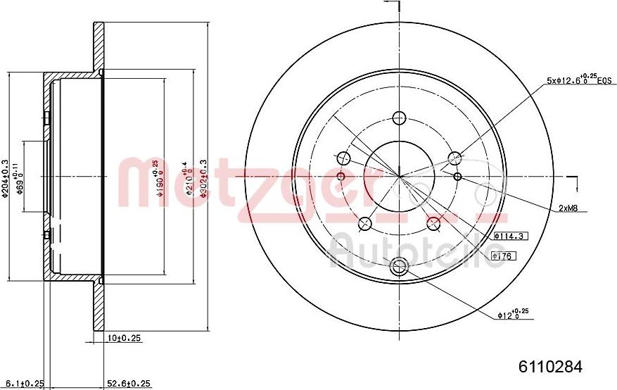 Metzger 6110284 - Тормозной диск autospares.lv