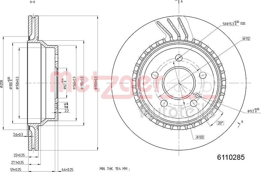 Metzger 6110285 - Тормозной диск autospares.lv