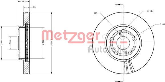 Metzger 6110280 - Тормозной диск autospares.lv