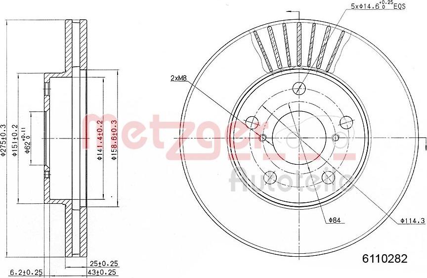 Metzger 6110282 - Тормозной диск autospares.lv