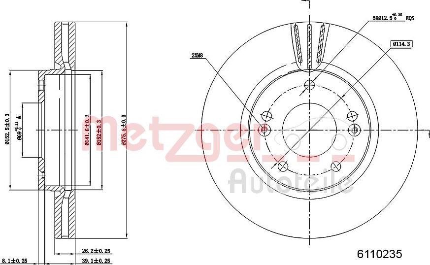 Metzger 6110235 - Тормозной диск autospares.lv