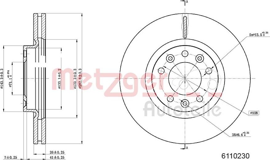 Metzger 6110230 - Тормозной диск autospares.lv