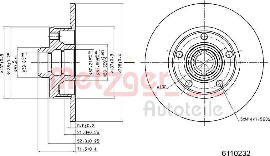 Metzger 6110232 - Тормозной диск autospares.lv