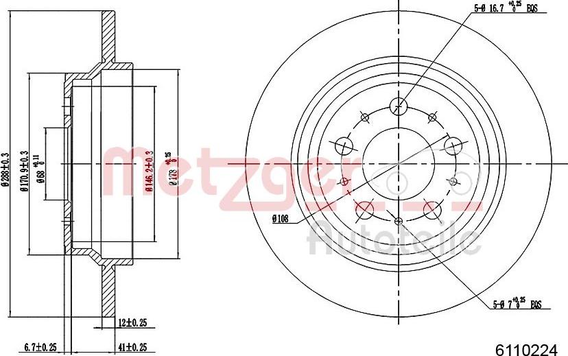 Metzger 6110224 - Тормозной диск autospares.lv
