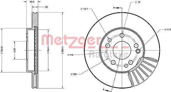 Metzger 6110223 - Тормозной диск autospares.lv