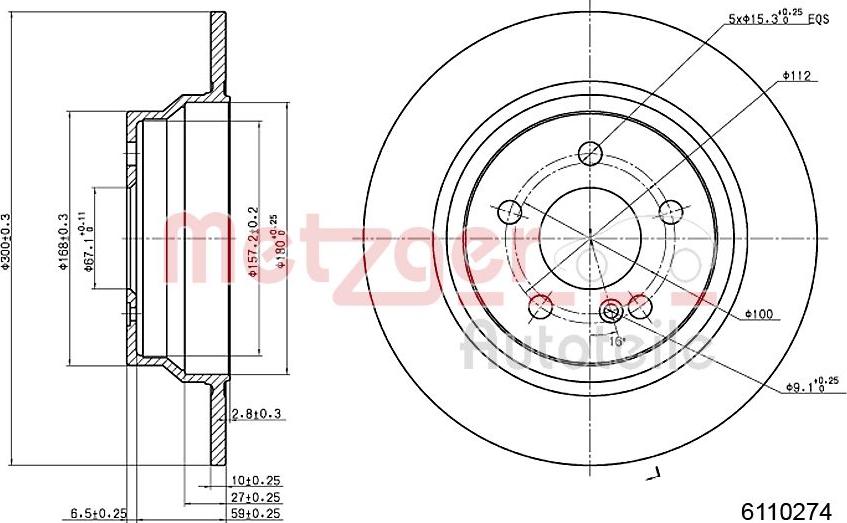 Metzger 6110274 - Тормозной диск autospares.lv