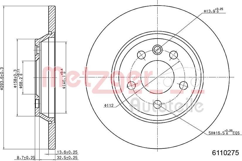 Metzger 6110275 - Тормозной диск autospares.lv