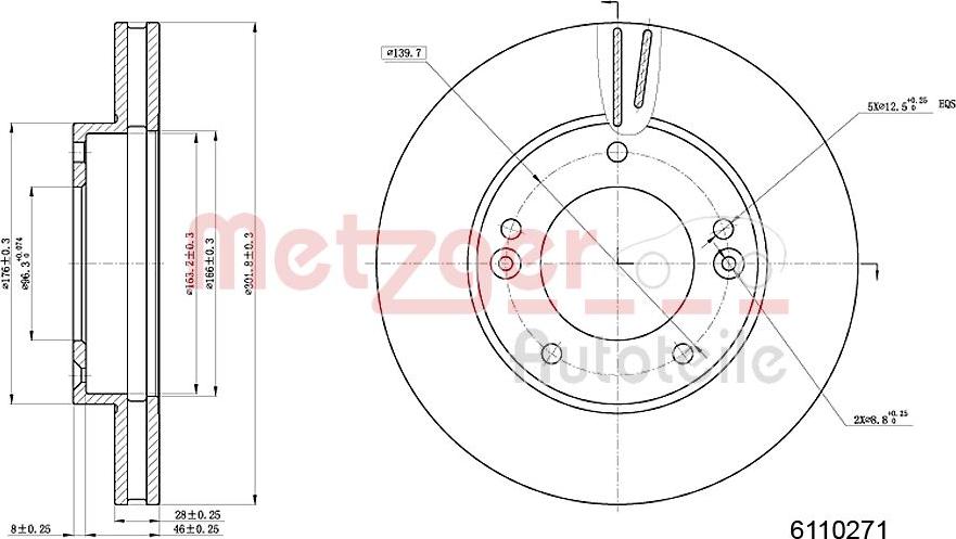 Metzger 6110271 - Тормозной диск autospares.lv