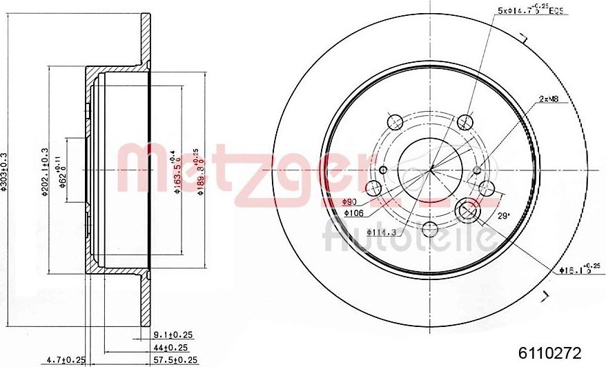 Metzger 6110272 - Тормозной диск autospares.lv