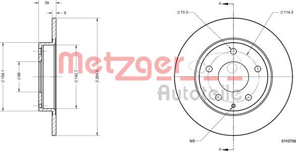 Metzger 6110799 - Тормозной диск autospares.lv