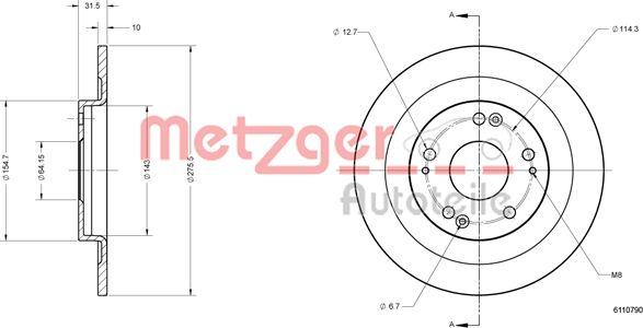 Metzger 6110790 - Тормозной диск autospares.lv