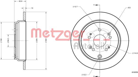 Metzger 6110791 - Тормозной диск autospares.lv