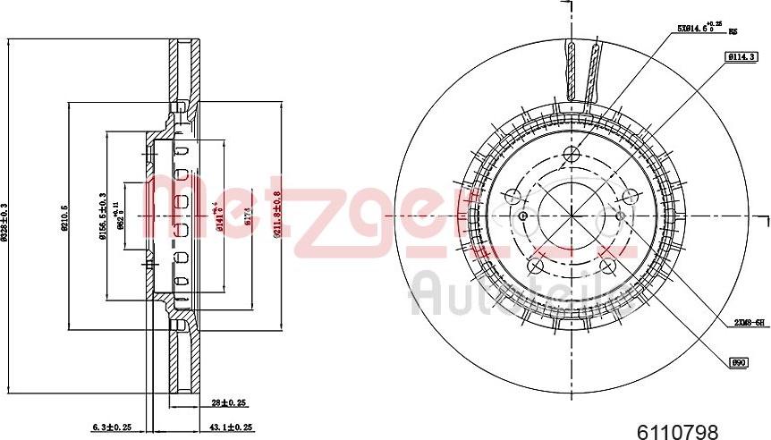 Metzger 6110798 - Тормозной диск autospares.lv