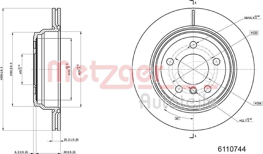 Metzger 6110744 - Тормозной диск autospares.lv