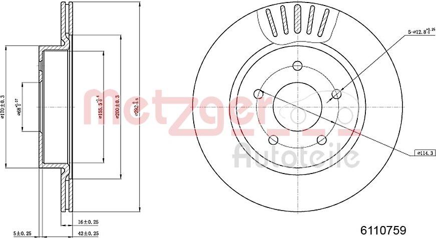 Metzger 6110759 - Тормозной диск autospares.lv