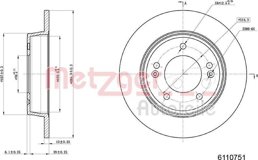 Metzger 6110751 - Тормозной диск autospares.lv