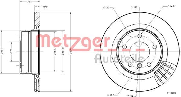 Metzger 6110769 - Тормозной диск autospares.lv