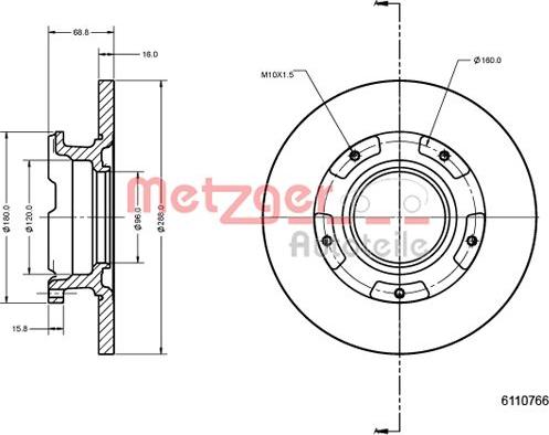 Metzger 6110766 - Тормозной диск autospares.lv