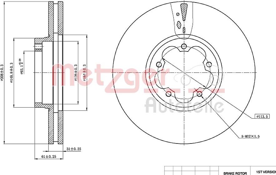 Metzger 6110767 - Тормозной диск autospares.lv