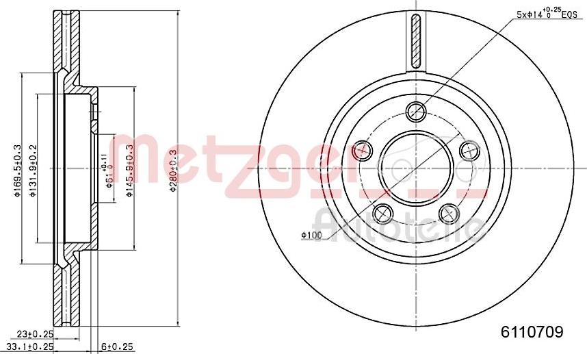 Metzger 6110709 - Тормозной диск autospares.lv