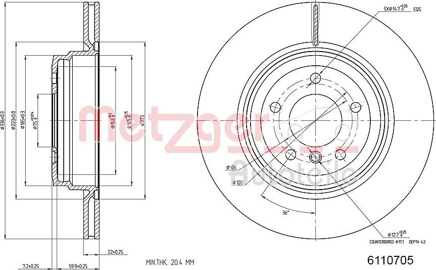 Metzger 6110705 - Тормозной диск autospares.lv