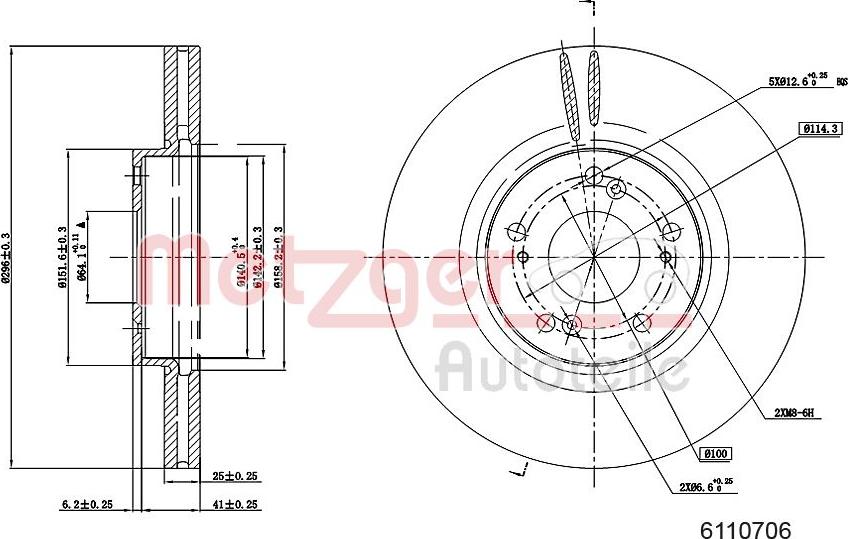 Metzger 6110706 - Тормозной диск autospares.lv