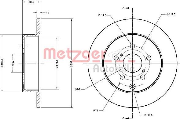 Metzger 6110700 - Тормозной диск autospares.lv