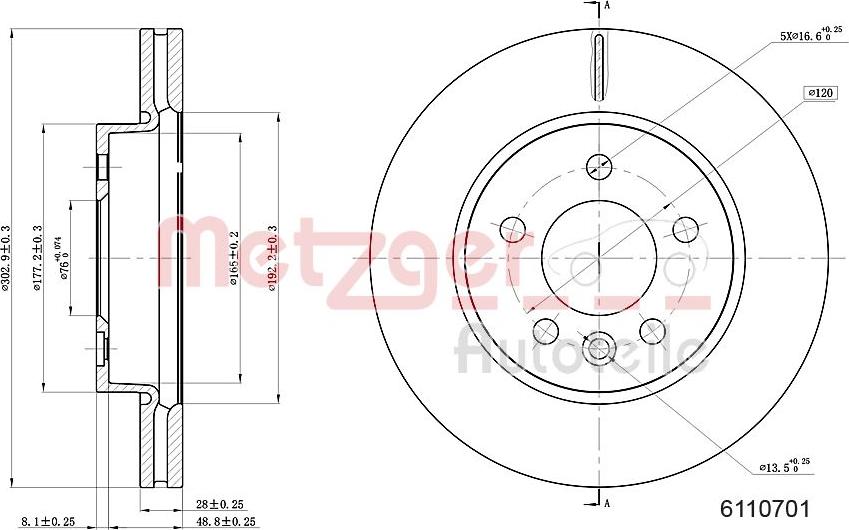 Metzger 6110701 - Тормозной диск autospares.lv