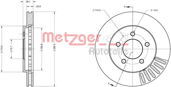 Metzger 6110708 - Тормозной диск autospares.lv