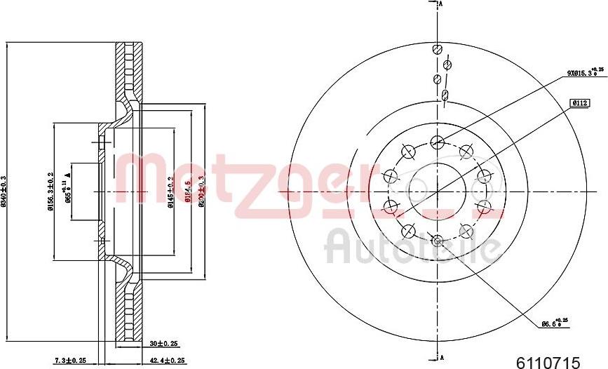 Metzger 6110715 - Тормозной диск autospares.lv