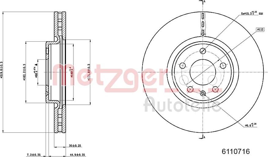 Metzger 6110716 - Тормозной диск autospares.lv