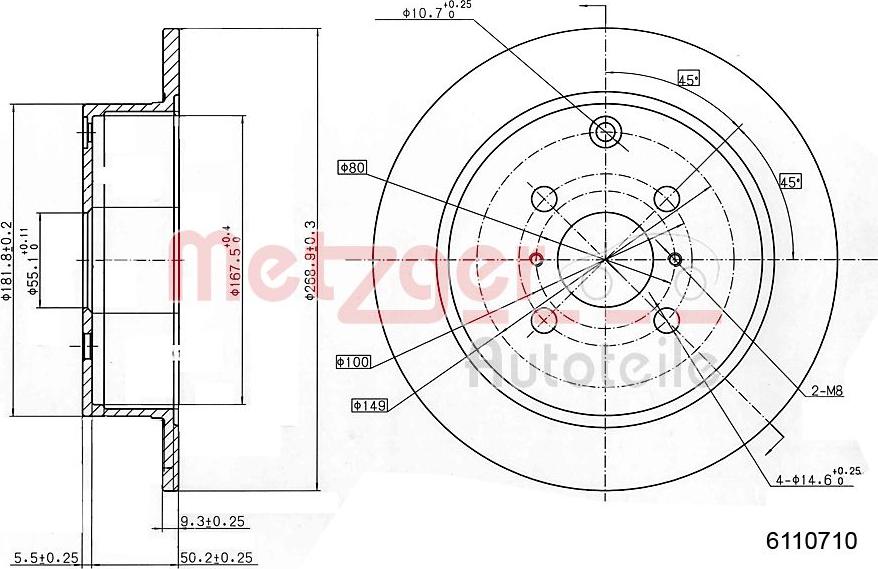 Metzger 6110710 - Тормозной диск autospares.lv