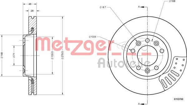 Metzger 6110788 - Тормозной диск autospares.lv