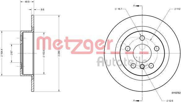 Metzger 6110782 - Тормозной диск autospares.lv