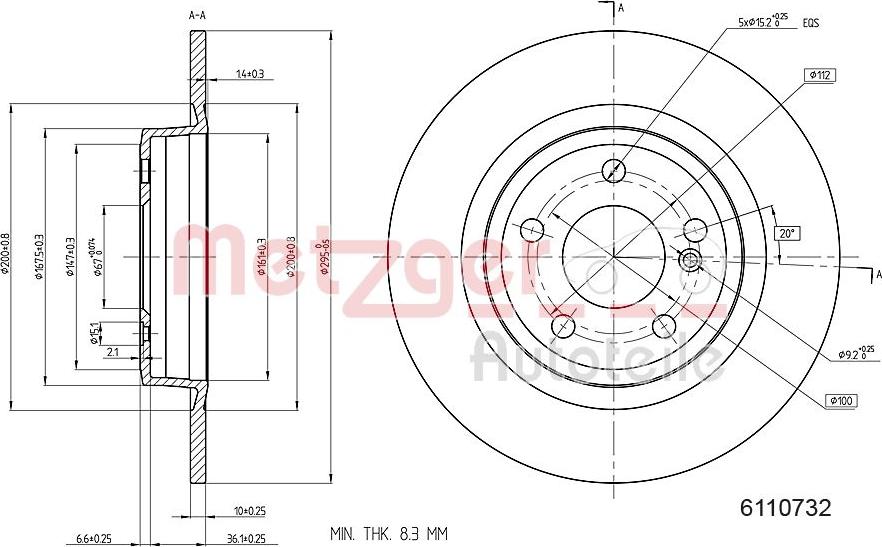 Metzger 6110732 - Тормозной диск autospares.lv