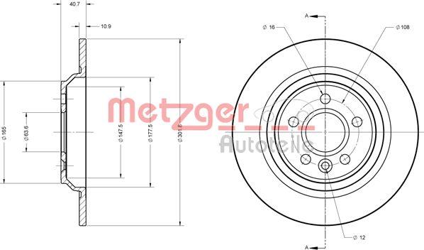 Metzger 6110728 - Тормозной диск autospares.lv