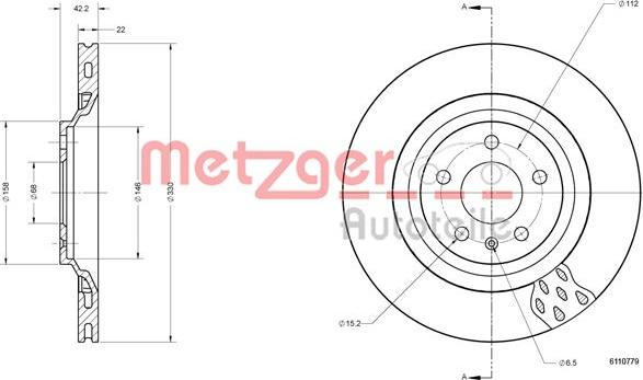 Metzger 6110779 - Тормозной диск autospares.lv