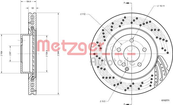 Metzger 6110771 - Тормозной диск autospares.lv