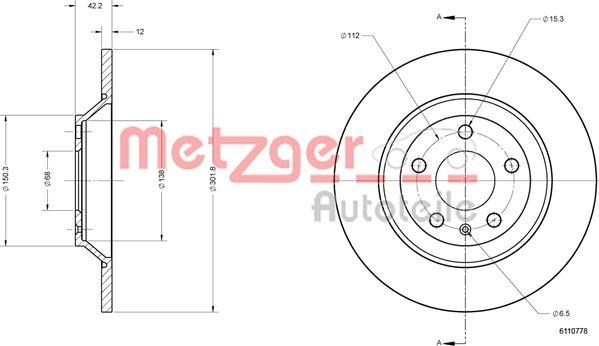 Metzger 6110778 - Тормозной диск autospares.lv