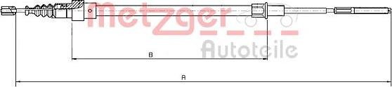 Metzger 19.105E - Тросик, cтояночный тормоз autospares.lv