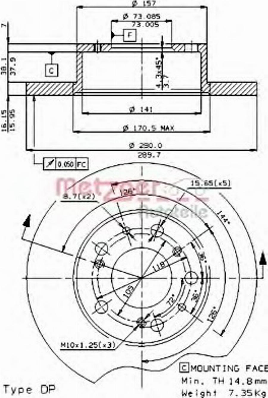 Metzger 14081 E - Тормозной диск autospares.lv