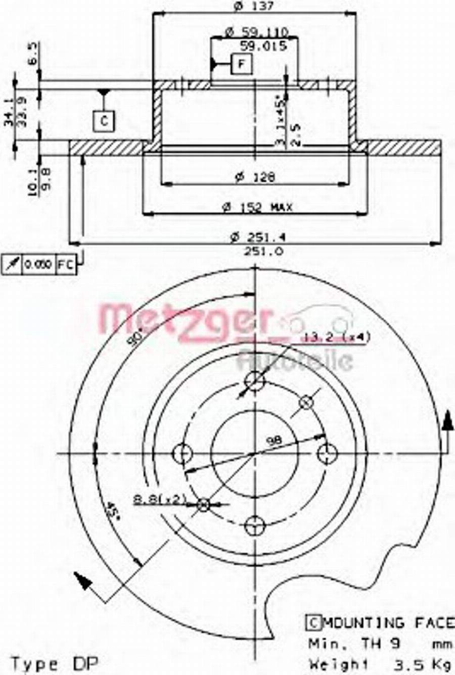 Metzger 14078E - Тормозной диск autospares.lv