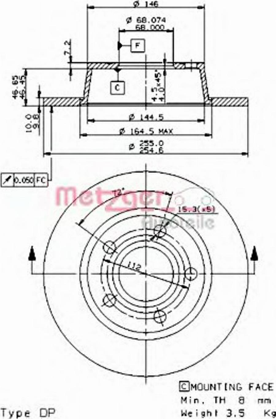 Metzger 14844V - Тормозной диск autospares.lv