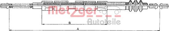 Metzger 10.9847 - Тросик, cтояночный тормоз autospares.lv