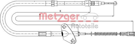 Metzger 10.9871 - Тросик, cтояночный тормоз autospares.lv