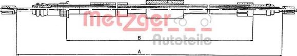 Metzger 10.4572 - Тросик, cтояночный тормоз autospares.lv