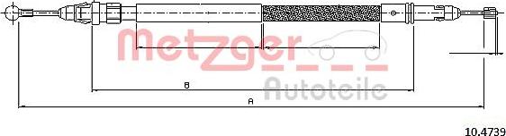 Metzger 10.4739 - Тросик, cтояночный тормоз autospares.lv