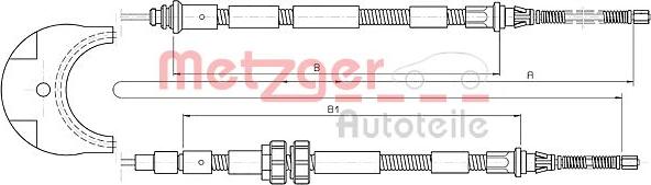 Metzger 10.5354 - Тросик, cтояночный тормоз autospares.lv