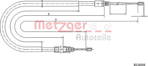 Metzger 10.6036 - Тросик, cтояночный тормоз autospares.lv